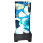 Natural Agate Stone Lamp with Metal LED Light Decorative Home Decor Product(Blue Agate)