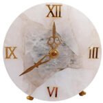 Semiprecious Stone Table Clock for Home décor (White Quartz)