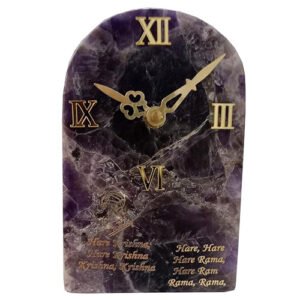 NATURAL AGATE TABLE CLOCK WITH MANTRA 10×16 CM