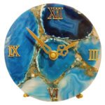 Semiprecious Stone Table Clock for Home décor (Blue Agate)