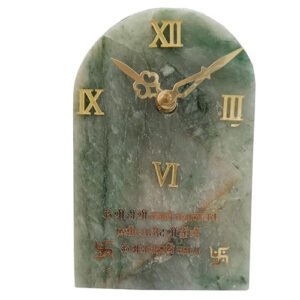 NATURAL AGATE TABLE CLOCK WITH MANTRA 10×16 CM