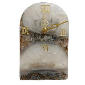 NATURAL AGATE TABLE CLOCK 10×16 CM