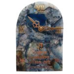 semiprecious Table Clock with gayatri Mantra for Home Decor,Table Decor,Diwali Gifts (Blue Agate)