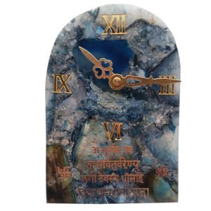 NATURAL AGATE TABLE CLOCK WITH MANTRA 10×16 CM