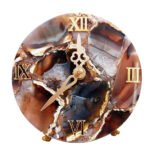 Semiprecious Stone Table Clock for Home décor (Black Agate)