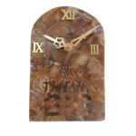 Semiprecious Table Clock Quotation for Home Decor,Table Decor,Diwali Gifts (Red Petrified)