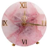 Semiprecious Stone Table Clock for Home décor (Rose Quartz)