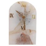 Semiprecious Table Clock With Gautam Buddha Face for Home Decor,Table Decor,Diwali Gifts (White Agate)