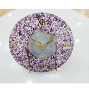 6 INCH NATURAL AGATE STONE CHIPS TABLE CLOCK