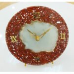 Natural 6inch Semiprecious Stone chips table clock (Red Jesper)
