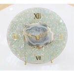 Natural 6inch Semiprecious Stone chips table clock (Green Aventurine)