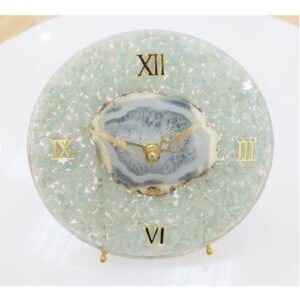 6 INCH NATURAL AGATE STONE CHIPS TABLE CLOCK