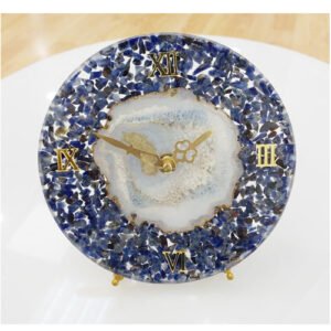6inch NATURAL AGATE STONE CHIPS TABLE CLOCK