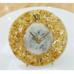 Natural 6inch Semiprecious Stone chips table clock(Yellow Aventurine)
