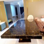 Natural Semiprecious Black Obsidian Stone  With Sparkle Dinning Table for Elegant Dining Spaces(Price on Request)