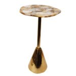 Natural semiprecious Mix Agate Stone Side Table With Metal Base perfect for modern interiors