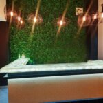 Natural Semiprecious Elegant White Quartz Bar Counter with Unique Natural Patterns and Glow(Price on Request)