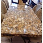 Natural Semiprecious Yellow Agate Stone Dinning Table for Elegant Dining Spaces(Price on Request)