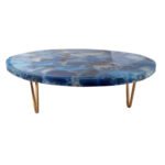 Natural semiprecious blue agate stone serving platters