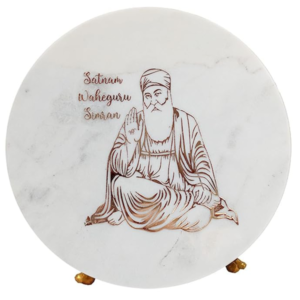 Waheguru ji on Marble Stone with Stand for Home Decor