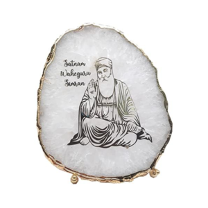 WAHEGURU JI ON NATURAL AGATE HOME DECOR